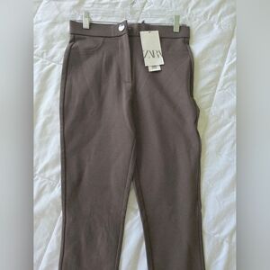 Zara Taupe High-Rise Leggings